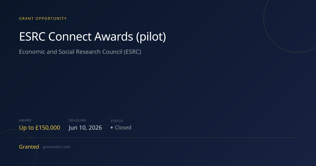ESRC Connect Awards (pilot) (2026) | Granted AI