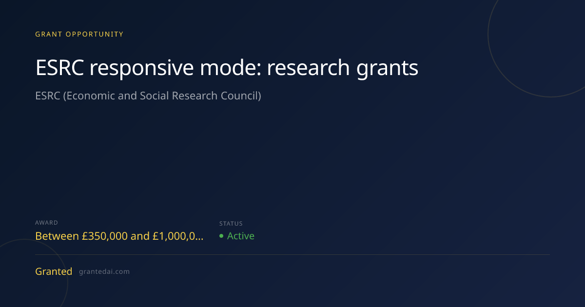 ESRC responsive mode: research grants (2026) | Granted AI
