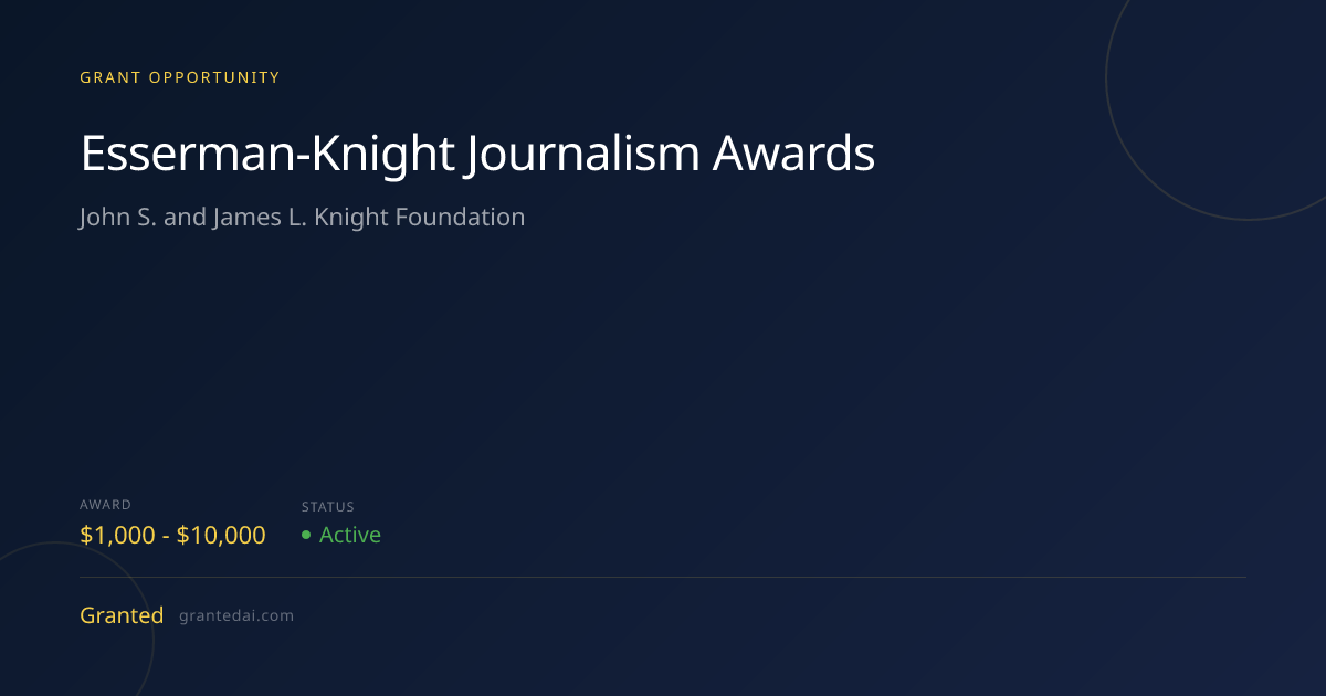 Esserman-Knight Journalism Awards (2026) | Granted AI