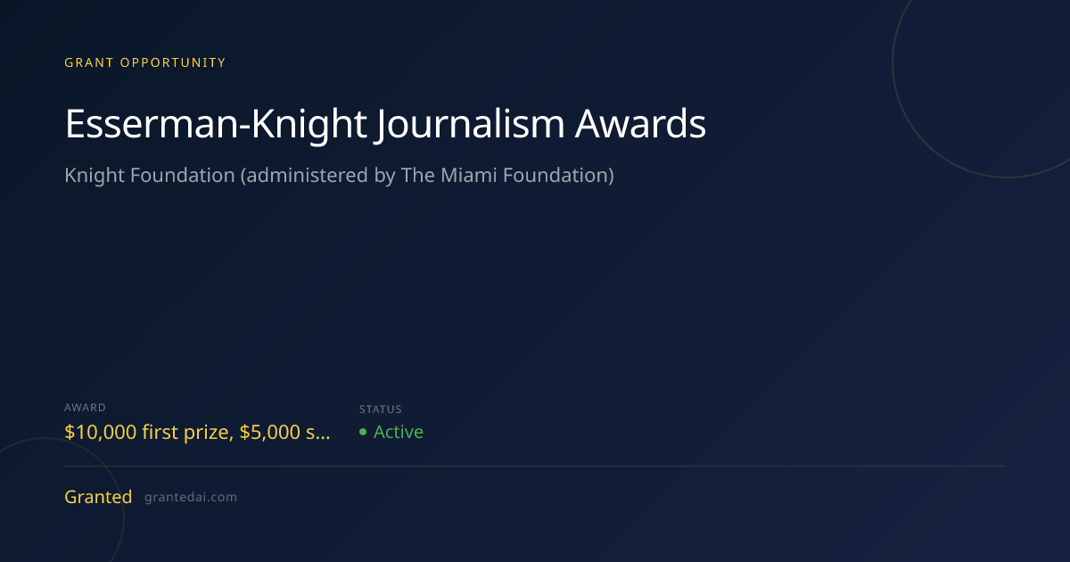 $10K for Individuals: Esserman-Knight Journalism Awards 2026 | Granted AI