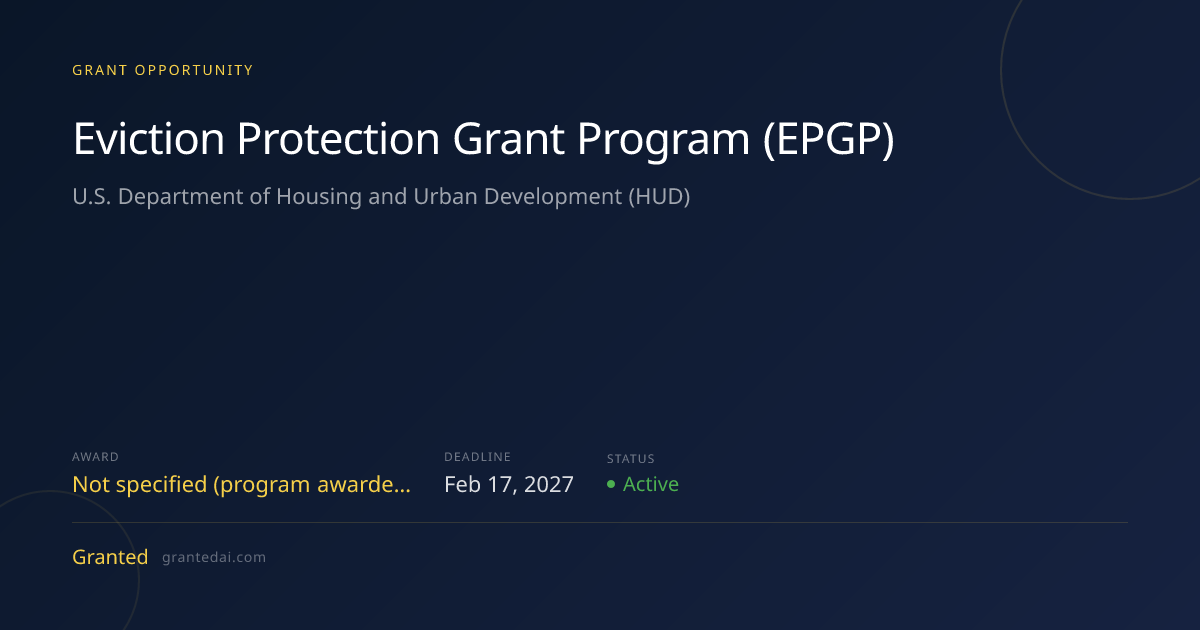 Eviction Protection Grant Program (EPGP) (2026) | Granted AI
