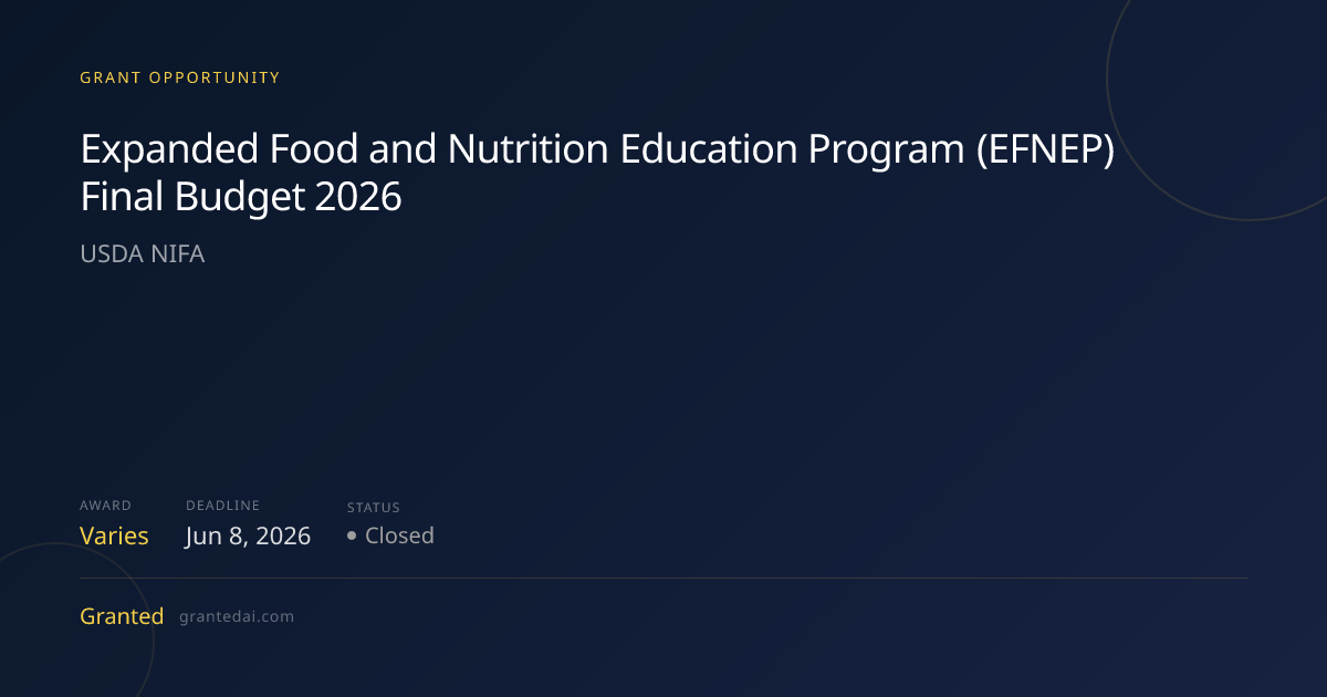 Expanded Food and Nutrition Education Program (EFNEP) Final Budget 2026 ...