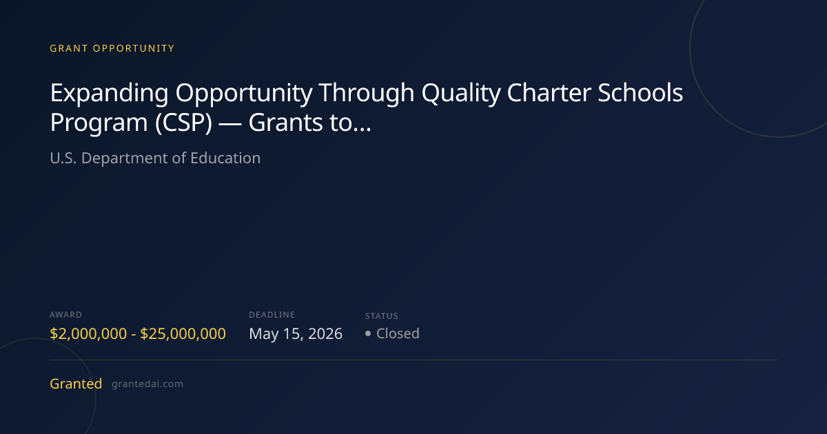 Expanding Opportunity Through Quality Charter Schools Program (CSP ...