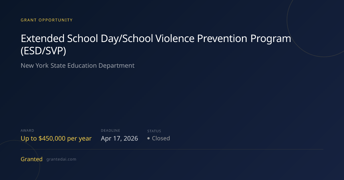 Extended School Day/School Violence Prevention Program (ESD/SVP) (2026 ...