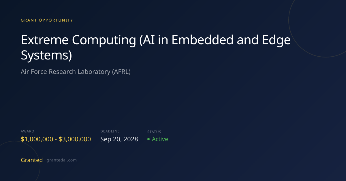 Extreme Computing (AI in Embedded and Edge Systems) (2028) | Granted AI