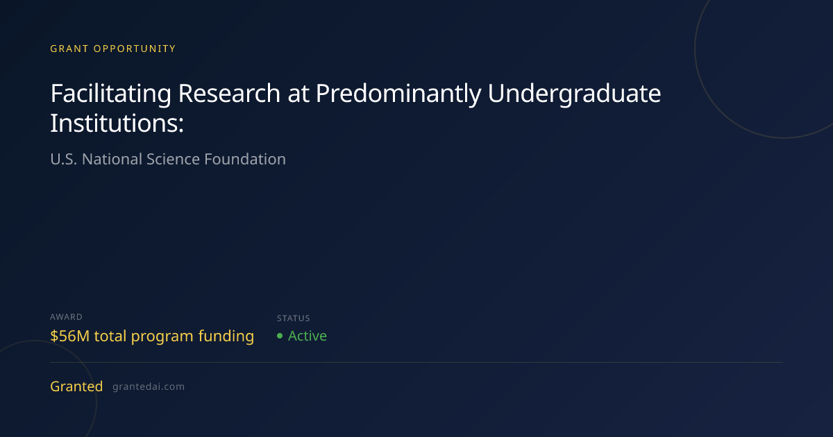 Facilitating Research at Predominantly Undergraduate Institutions ...