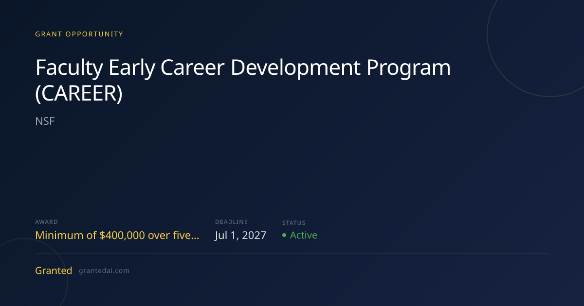 Faculty Early Career Development Program (CAREER) (2026) | Granted AI