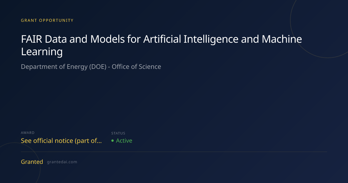 FAIR Data and Models for Artificial Intelligence and Machine Learning ...