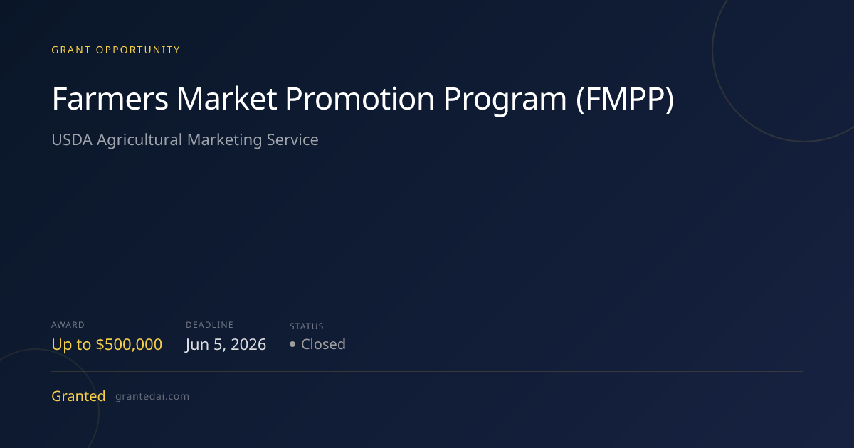 Farmers Market Promotion Program (FMPP) (2026) | Granted AI