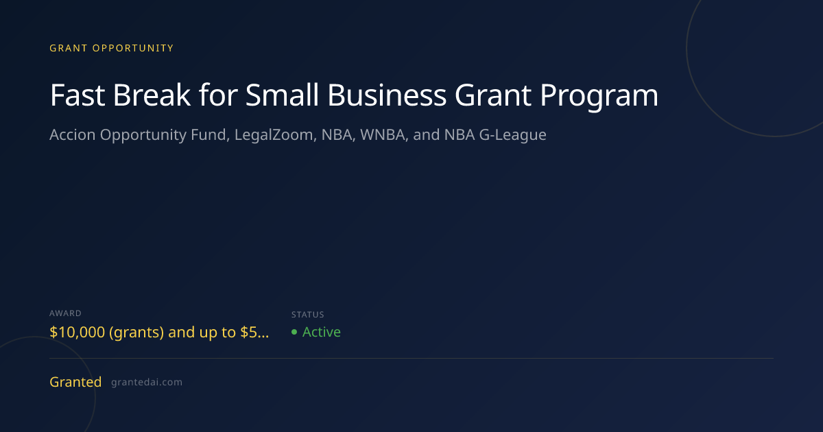 Fast Break for Small Business Grant Program (2026) | Granted AI