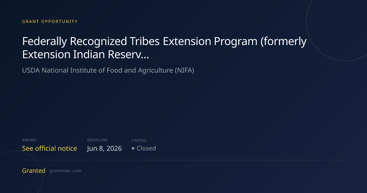 Federally Recognized Tribes Extension Program (formerly Extension ...