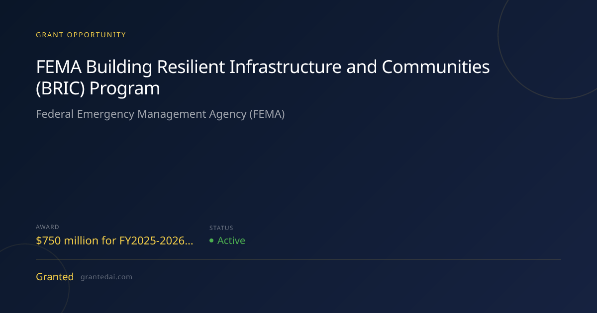 FEMA Building Resilient Infrastructure and Communities (BRIC) Program ...