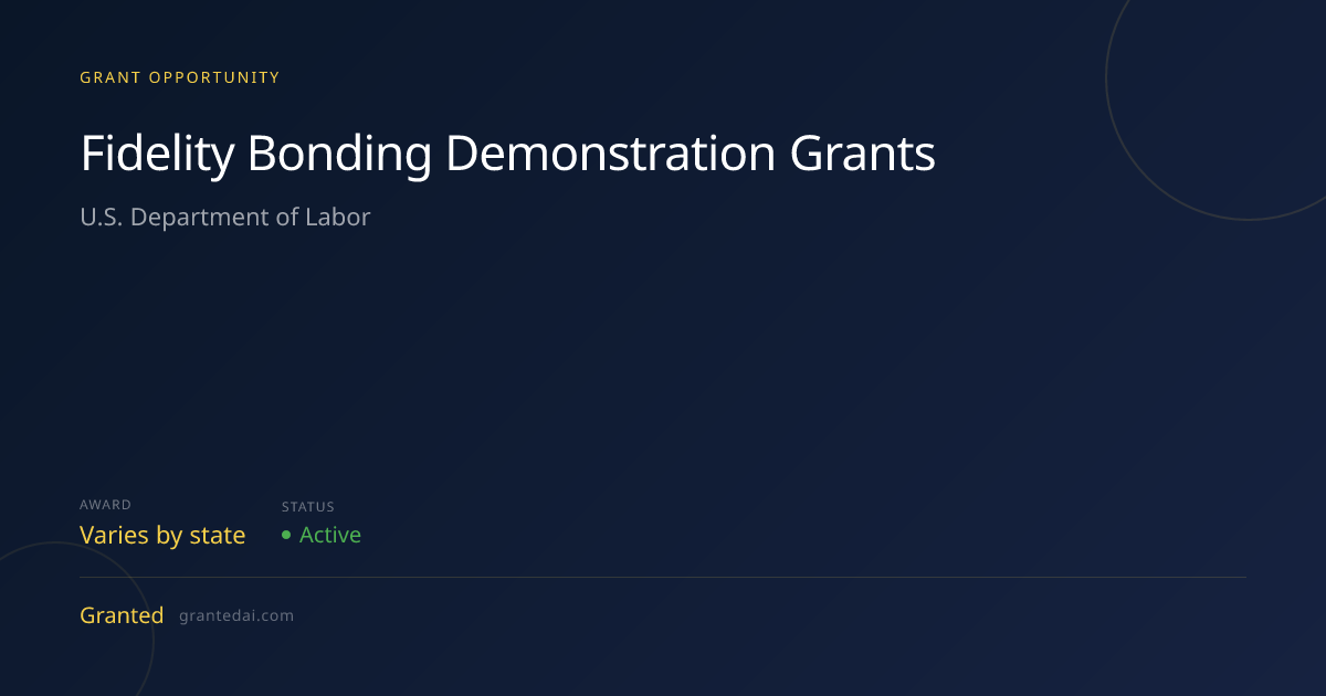 Fidelity Bonding Demonstration Grants (2026) | Granted AI