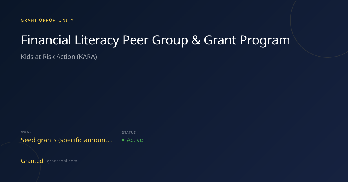 Financial Literacy Peer Group & Grant Program (2026) | Granted AI