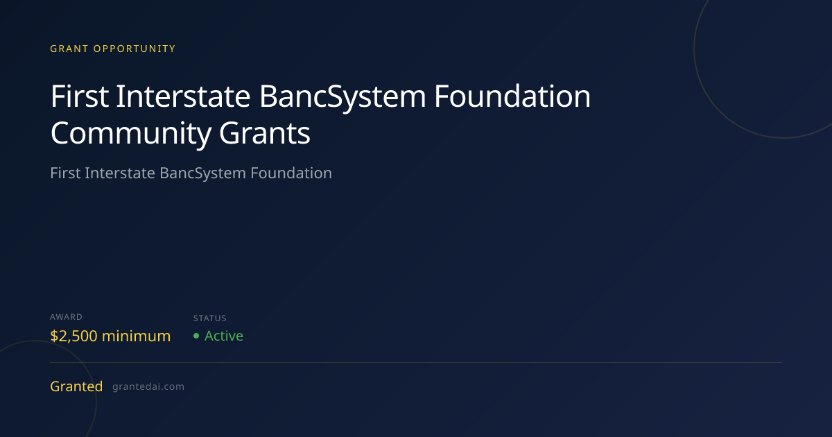 First Interstate BancSystem Foundation Community Grants (2026) | Granted AI