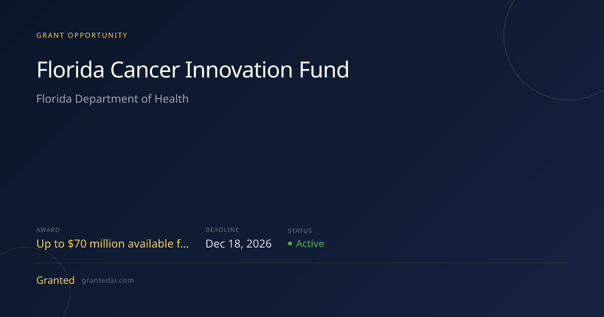 Florida Cancer Innovation Fund (2026) | Granted AI