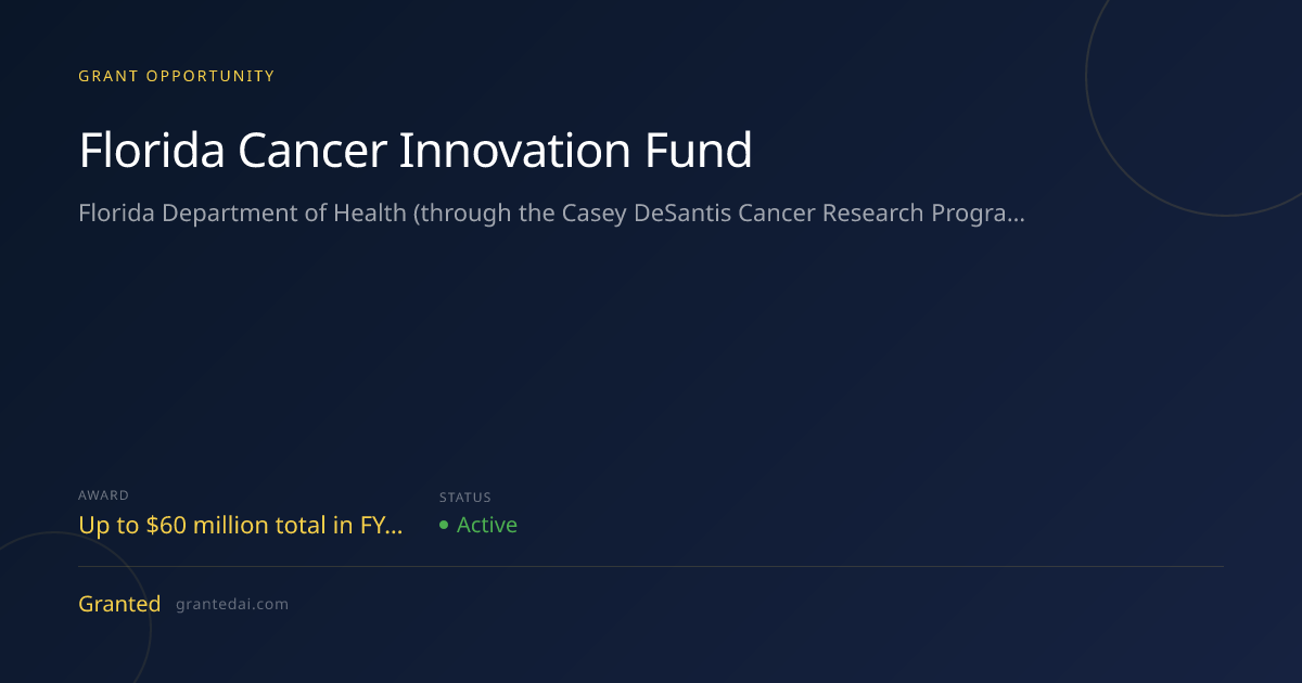 Florida Cancer Innovation Fund (2026) | Granted AI