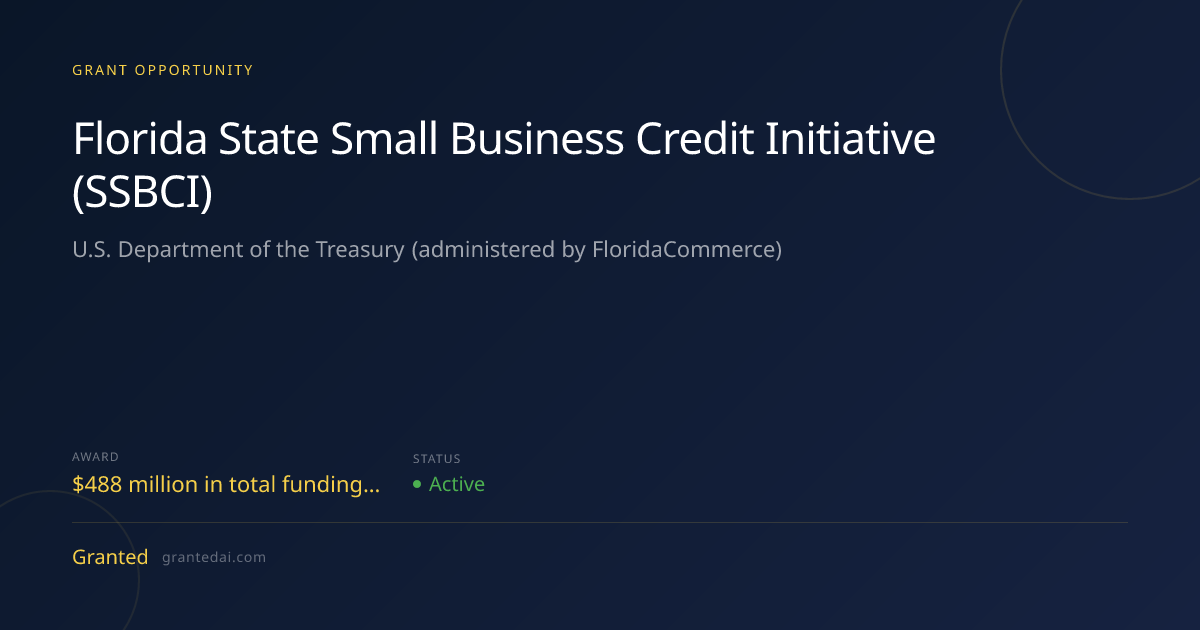 Florida State Small Business Credit Initiative (SSBCI) (2026) | Granted AI