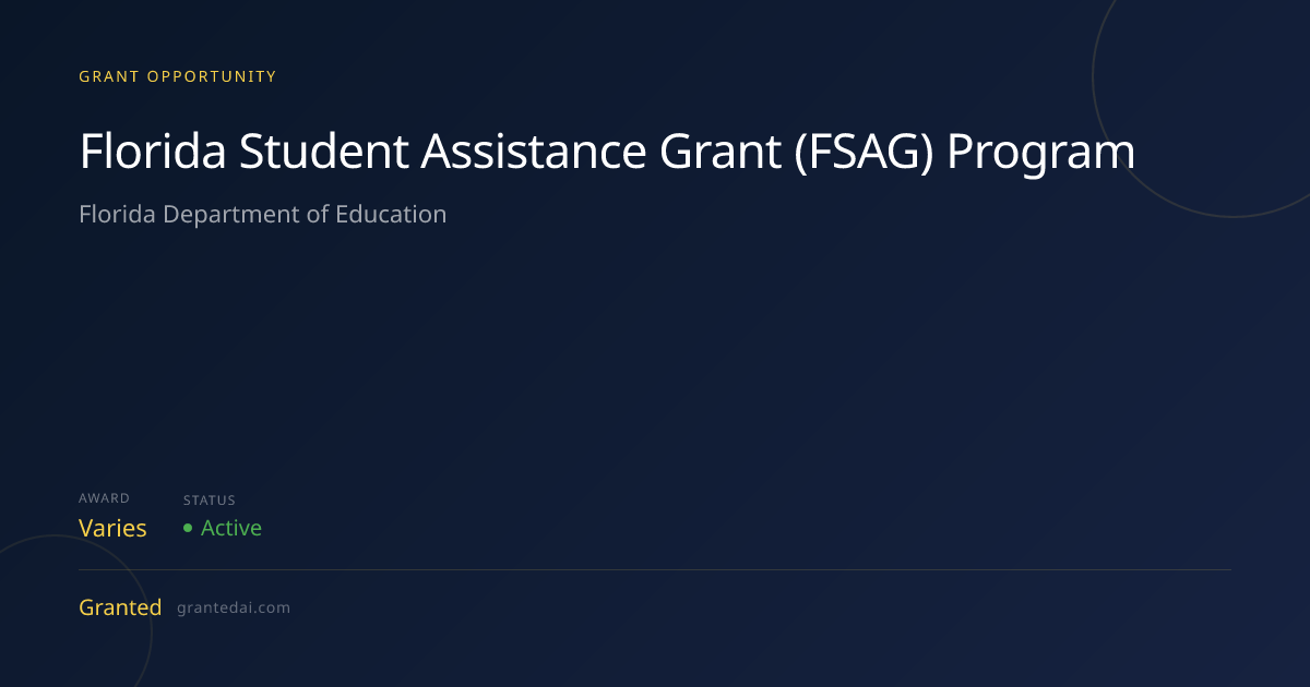 Florida Student Assistance Grant (FSAG) Program (2026) | Granted AI