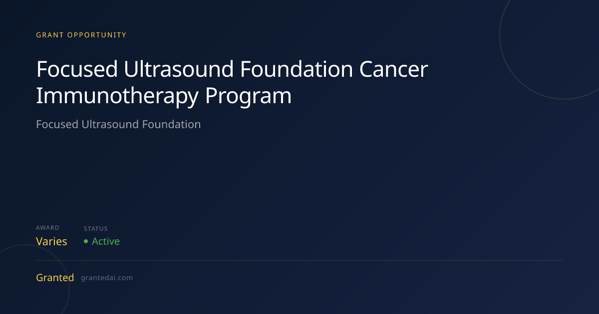 Focused Ultrasound Foundation Cancer Immunotherapy Program (2026 ...