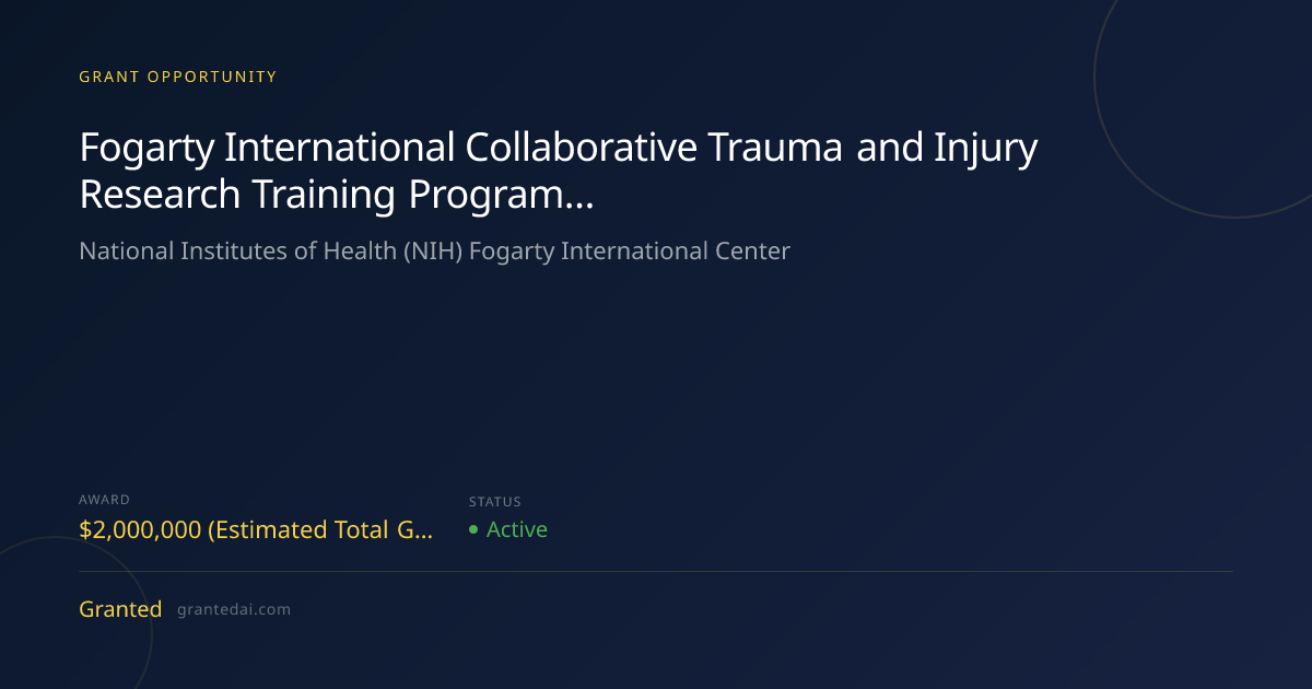 Fogarty International Collaborative Trauma and Injury Research Training ...