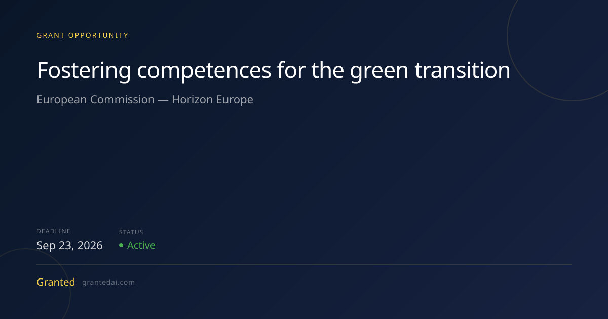 Fostering competences for the green transition (2026) | Granted AI