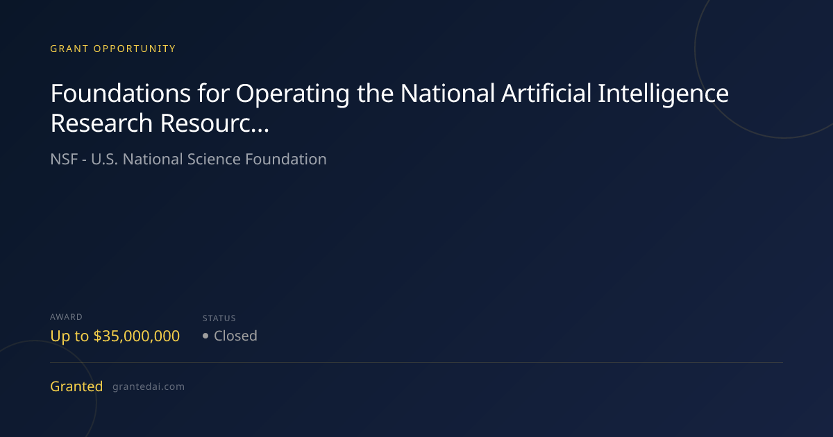 Foundations for Operating the National Artificial Intelligence Research ...