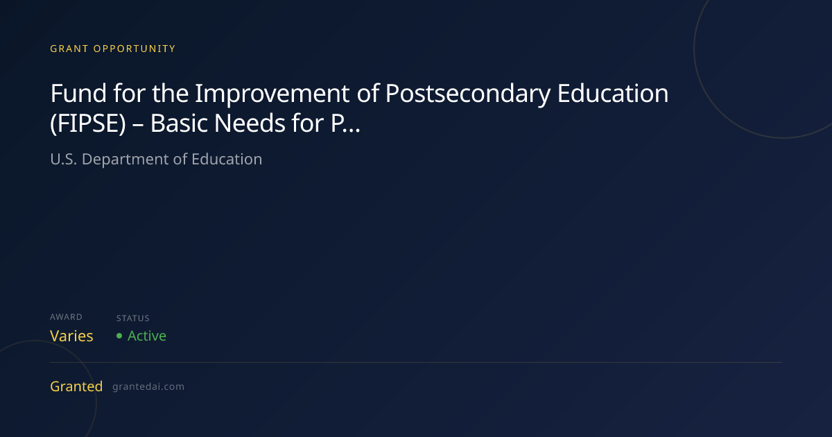 Fund for the Improvement of Postsecondary Education (FIPSE) – Basic ...