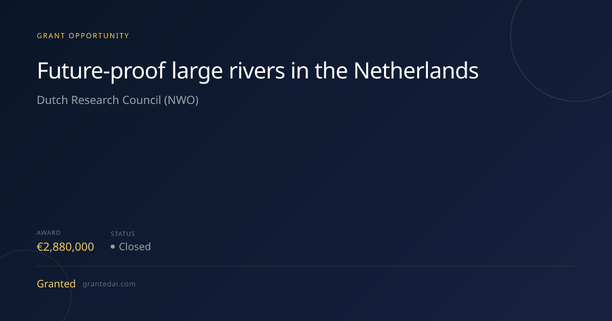 Future-proof large rivers in the Netherlands (2026) | Granted AI