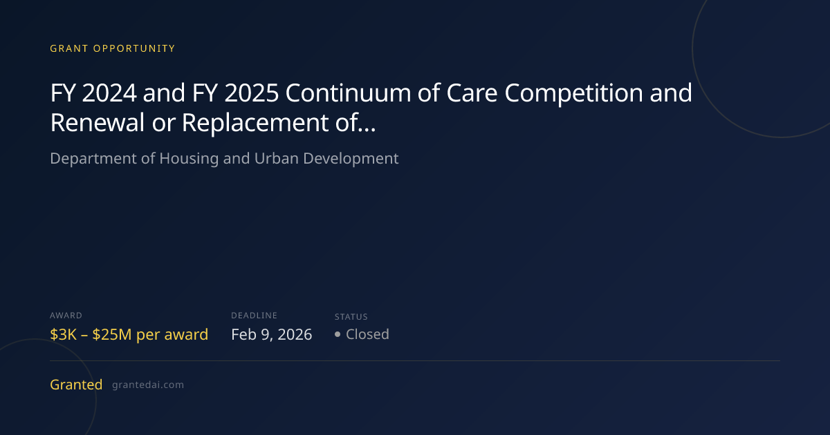 FY 2024 and FY 2025 Continuum of Care Competition and Renewal or ...