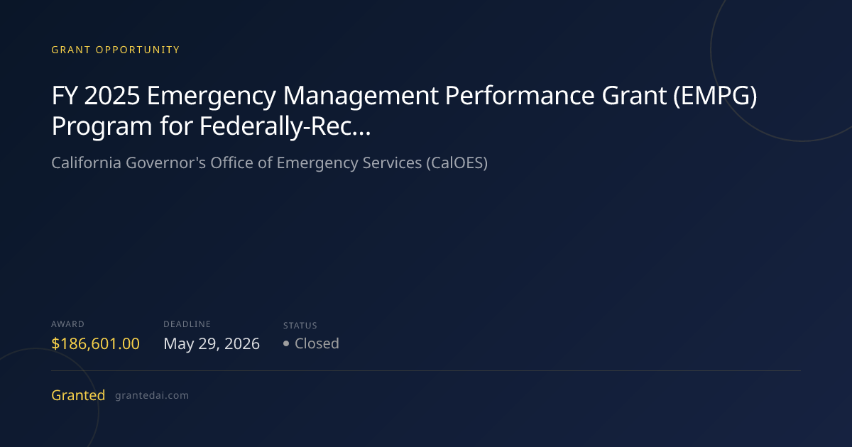 FY 2025 Emergency Management Performance Grant (EMPG) Program for ...