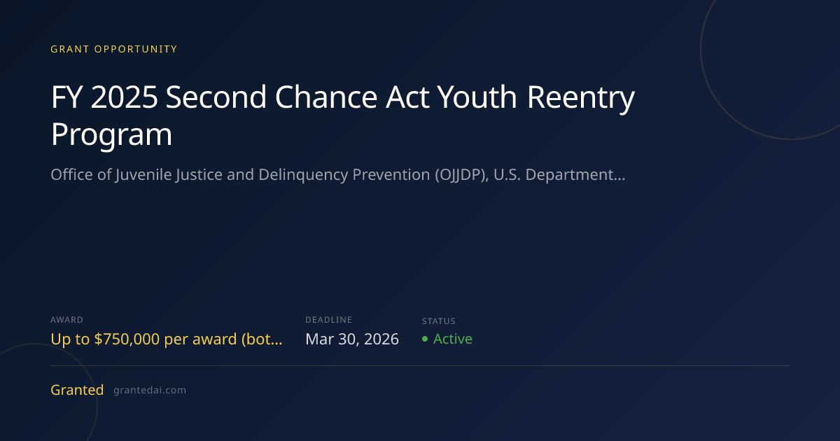 FY 2025 Second Chance Act Youth Reentry Program (2026) | Granted AI
