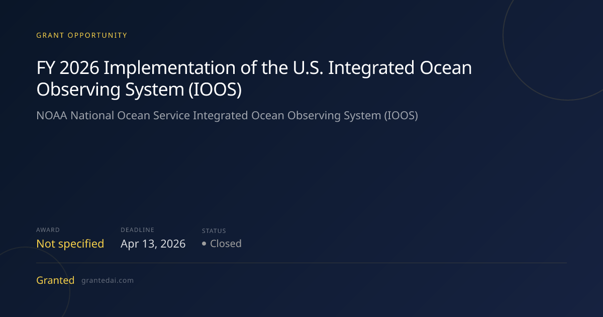 FY 2026 Implementation of the U.S. Integrated Ocean Observing System ...