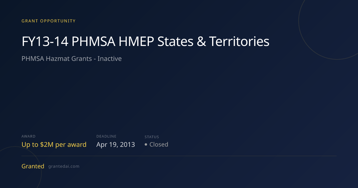 FY13-14 PHMSA HMEP States & Territories (2013) | Granted AI