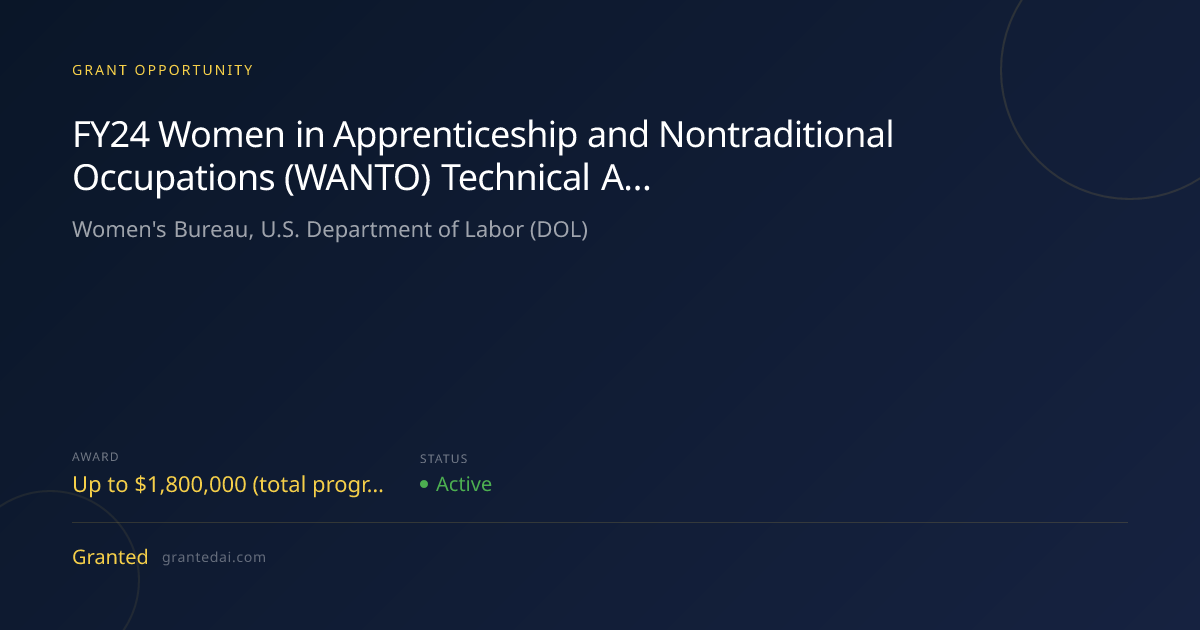 FY24 Women in Apprenticeship and Nontraditional Occupations (WANTO ...