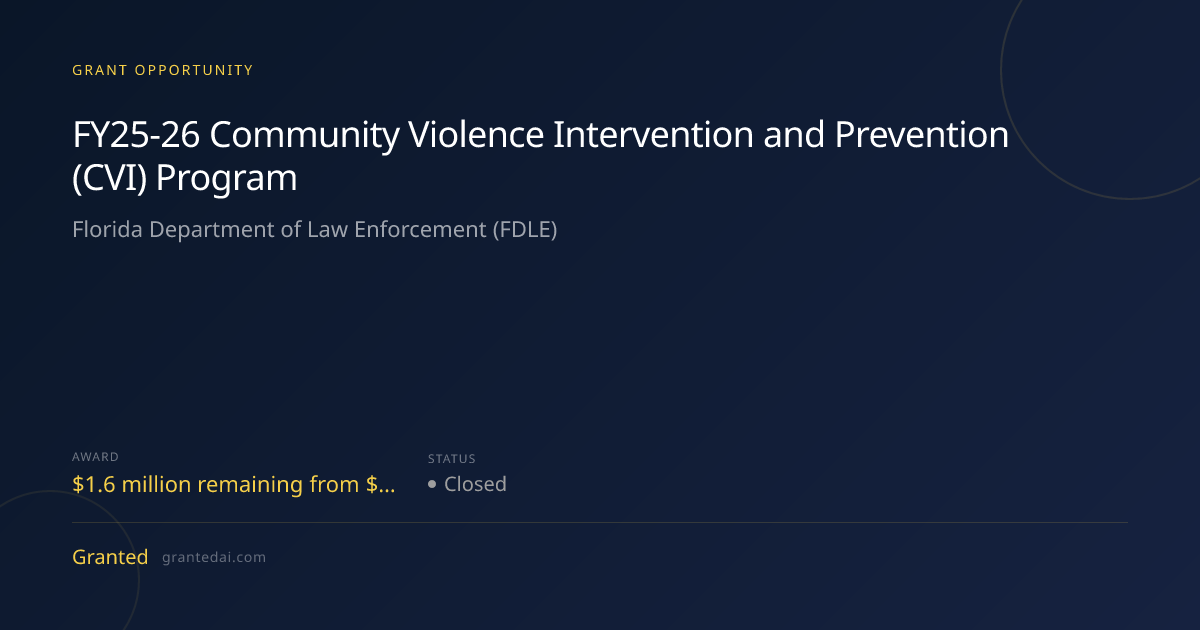 FY25‑26 Community Violence Intervention and Prevention (CVI) Program ...