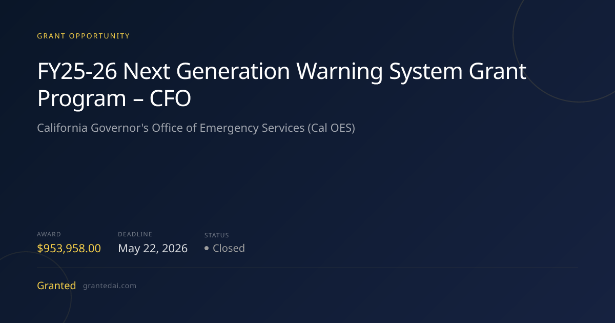 FY25-26 Next Generation Warning System Grant Program – CFO (2026 ...