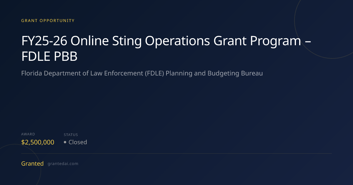 FY25‑26 Online Sting Operations Grant Program – FDLE PBB (2026 ...