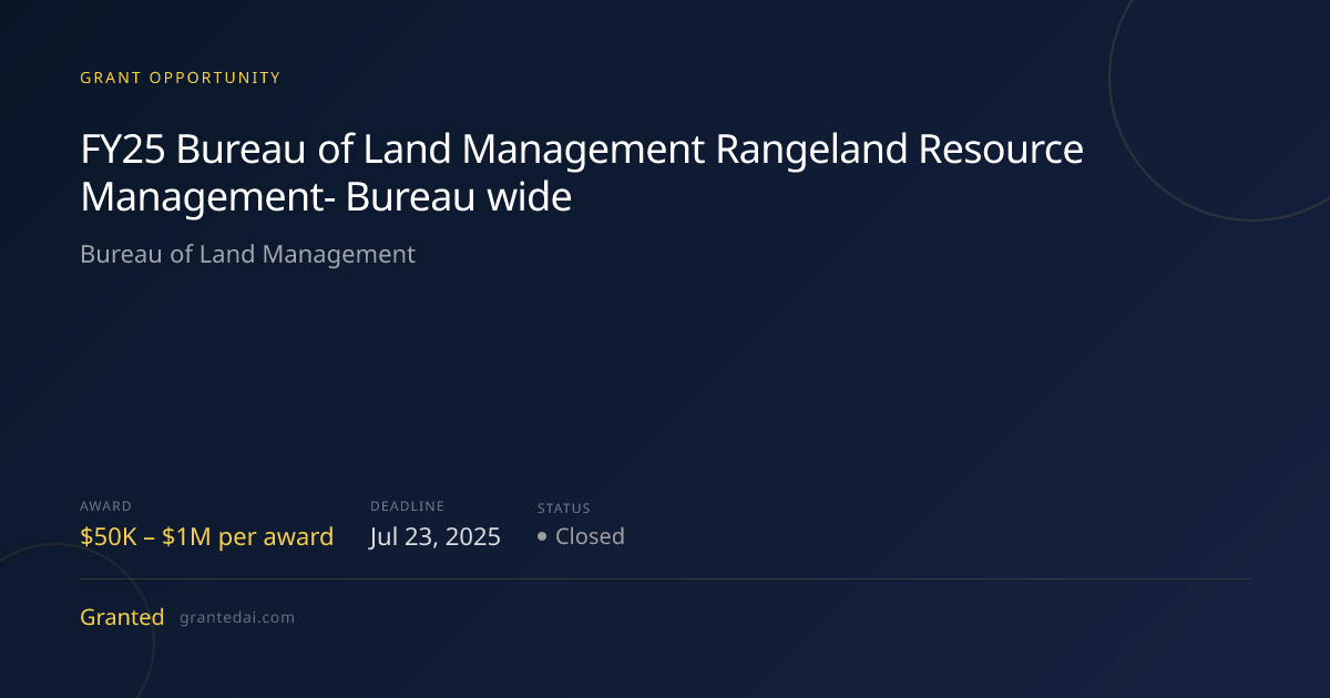 FY25 Bureau of Land Management Rangeland Resource Management- Bureau ...