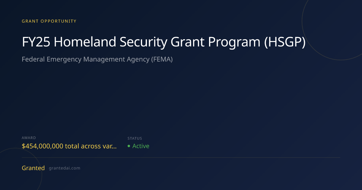 FY25 Homeland Security Grant Program (HSGP) (2026) | Granted AI