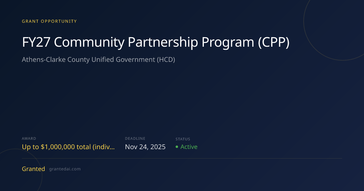FY27 Community Partnership Program (CPP) (2025) | Granted AI