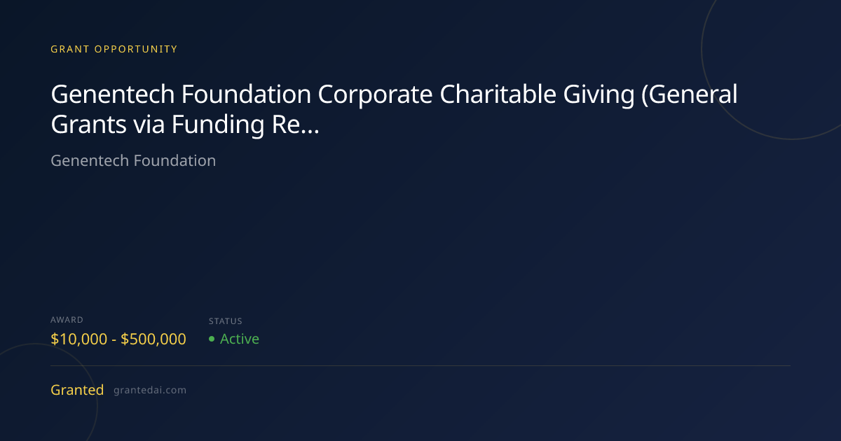 Genentech Foundation Corporate Charitable Giving (General Grants via ...