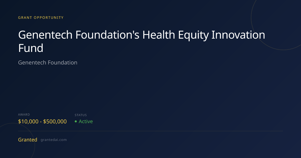 Genentech Foundation's Health Equity Innovation Fund (2026) | Granted AI