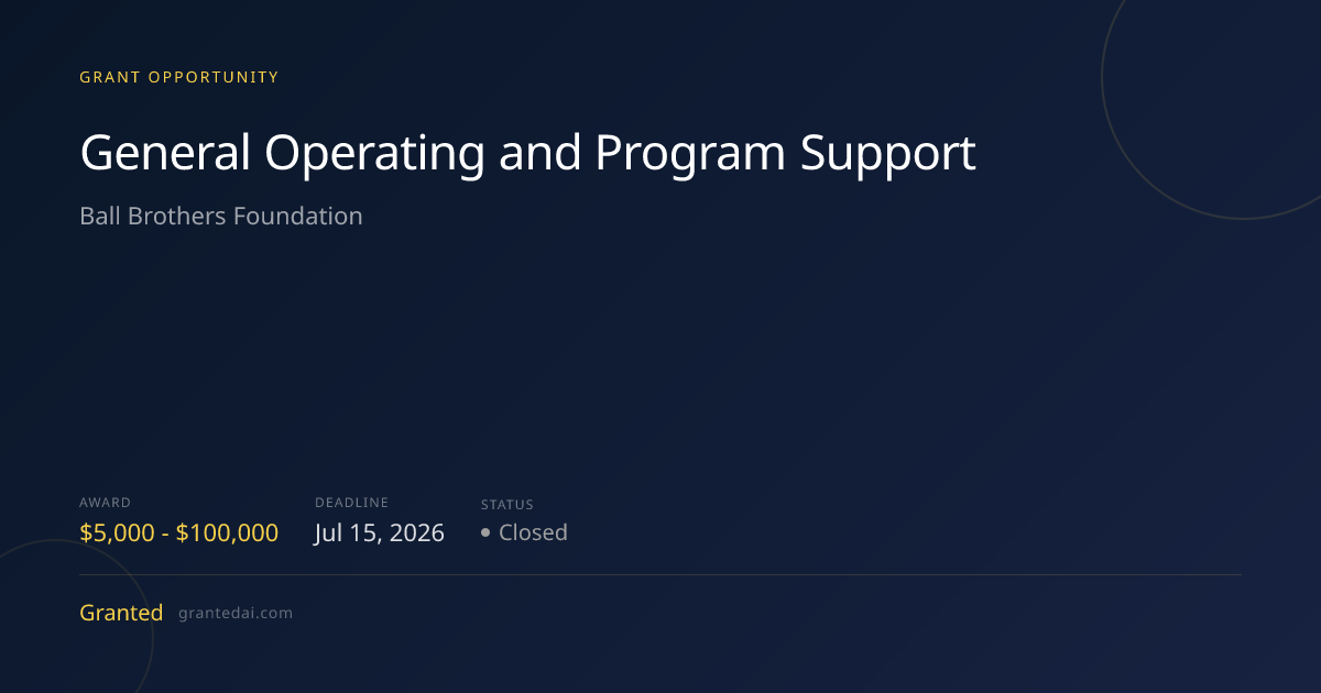 General Operating and Program Support (2026) | Granted AI