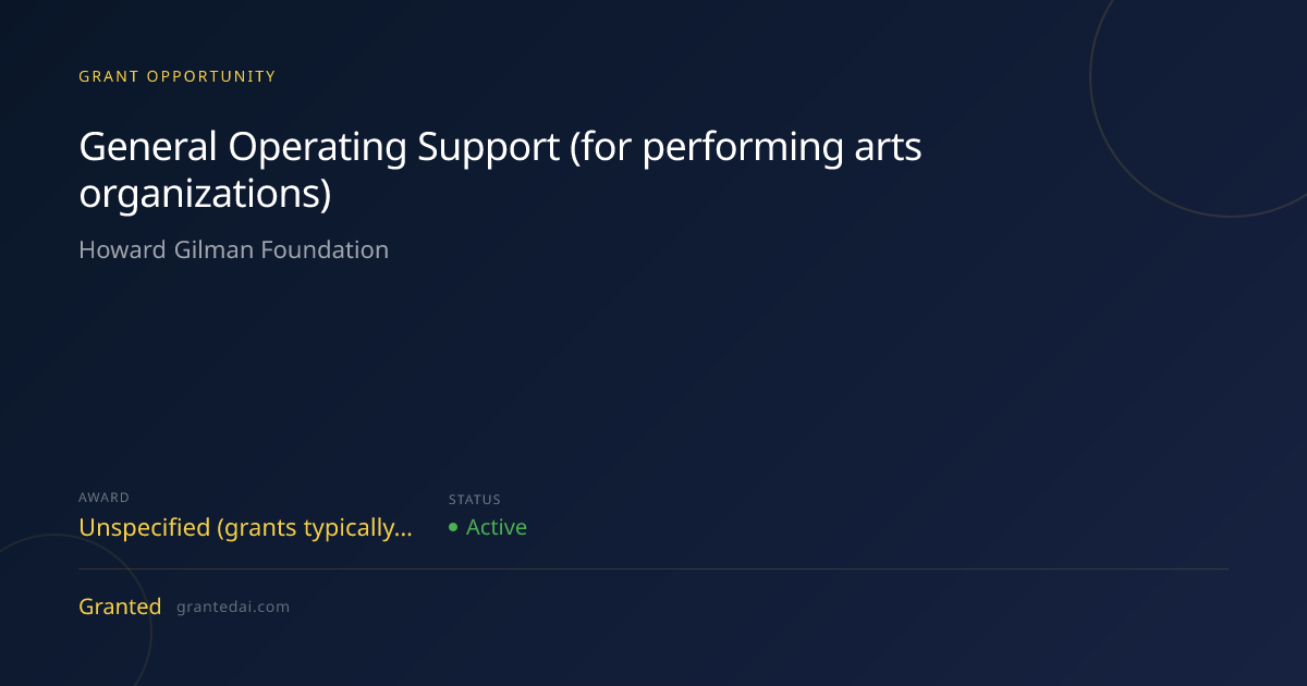 General Operating Support (for performing arts organizations) (2026 ...