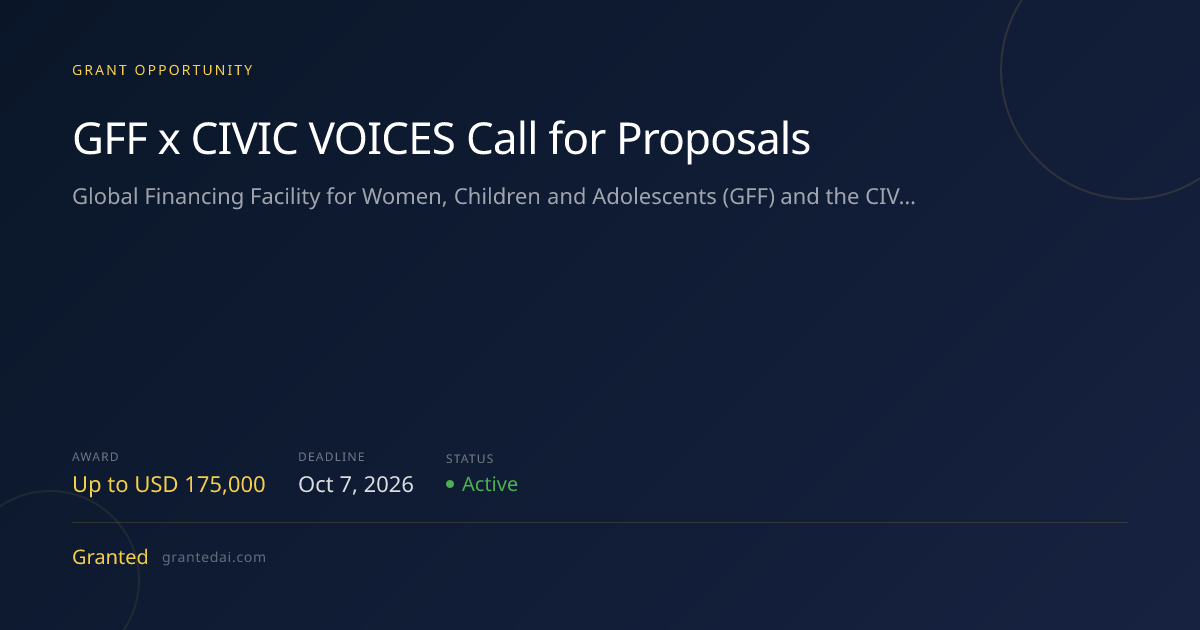 GFF x CIVIC VOICES Call for Proposals (2026) | Granted AI