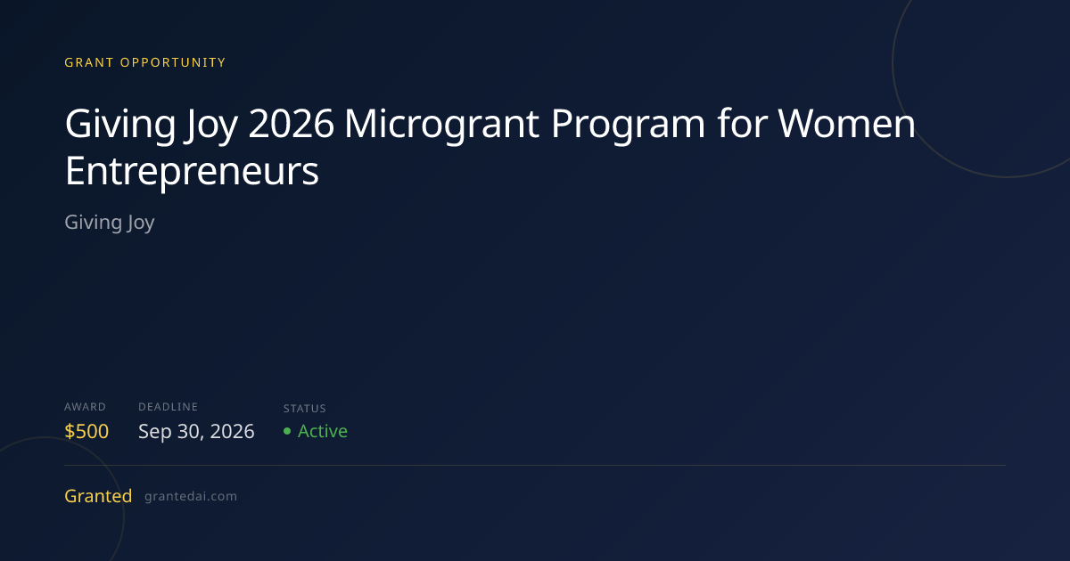 Giving Joy 2026 Microgrant Program for Women Entrepreneurs (2026 ...