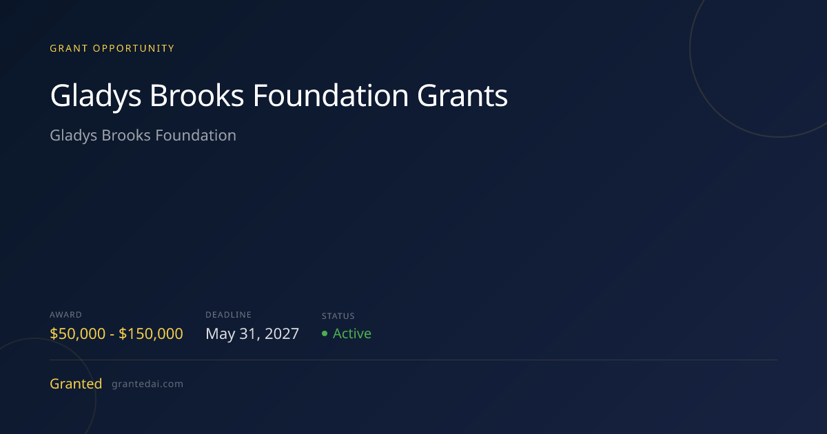 Gladys Brooks Foundation Grants (2026) | Granted AI