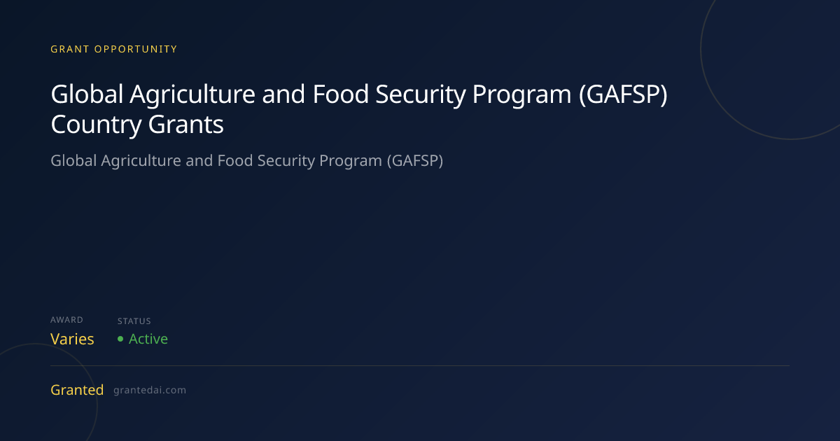 Global Agriculture and Food Security Program (GAFSP) Country Grants ...