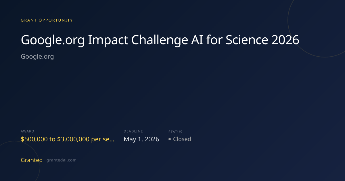 Google.org Impact Challenge AI for Science 2026 (2026) | Granted AI